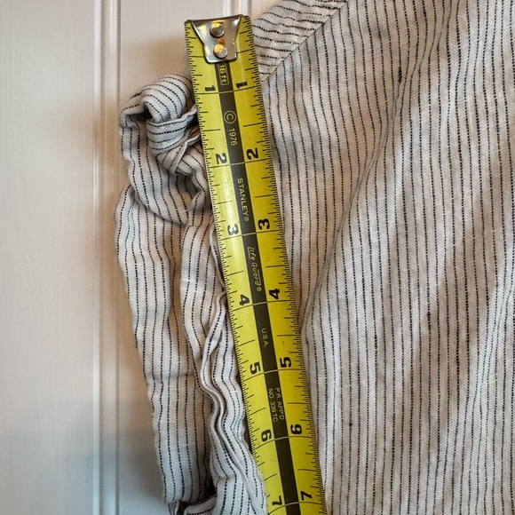 LINEN 100% TAHARI Striped Women's Tunic Shirt Top Size M Short Sleeve Loose Fit - Picture 10 of 11